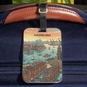 Klassisches Vintage Hamburg Deutschland Reisen  Gepäckanhänger