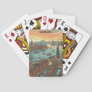 Klassisches Vintage Hamburg Deutschland Reisen Spielkarten
