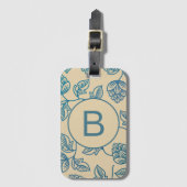 Klassisches Vintage-Hopfenblätter-Muster-Monogramm Gepäckanhänger (Vorderseite Vertikal)