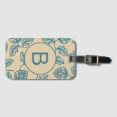 Klassisches Vintage-Hopfenblätter-Muster-Monogramm Gepäckanhänger (Vorderseite (Horizontal))