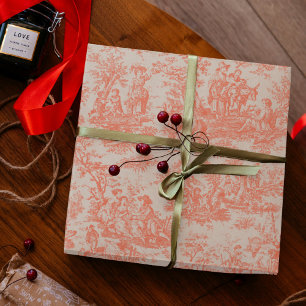 Klassisches Vintage-Orange-Toile-de-Jouy-Muster Geschenkpapier