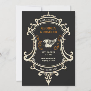 Klassisches Vintage-Retro-Motorrad-Hochzeit Save The Date