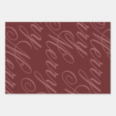 Klassisches Vintage-Rot-Grün-Script Merry Geschenkpapier Set (Vorderseite)