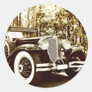 Klassisches Vintage-Sepia-Auto Runder Aufkleber