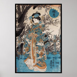 Klassisches vintage Ukiyo-e japanisches Geisha-Por Poster