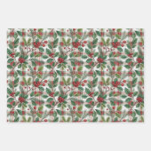 Klassisches Vintage-Weihnachtskariert- und Stechpa Geschenkpapier Set (Vorderseite 3)