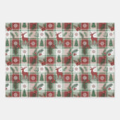 Klassisches Vintage-Weihnachtskariert- und Stechpa Geschenkpapier Set (Vorderseite)