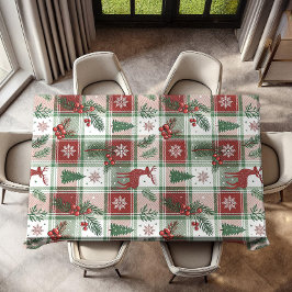 Klassisches Vintage-Weihnachtskaromuster und Stech Tischdecke
