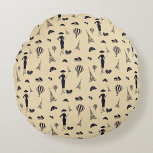 Klassisches Vintages 50er-Mode-Rundwurfkissen Rundes Kissen