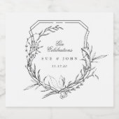 klassisches Vintages botanisches Monogramm-Wappen Alkoholflaschenetikett (Einzelnes Label)