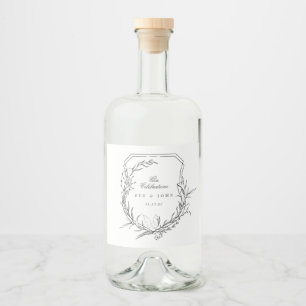 klassisches Vintages botanisches Monogramm-Wappen Alkoholflaschenetikett