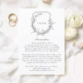 klassisches Vintages botanisches Monogramm-Wappen Begleitkarte