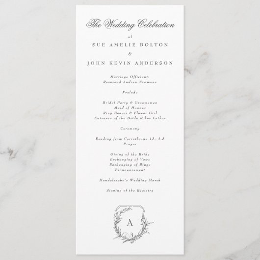 klassisches Vintages botanisches Monogramm-Wappen Programm (Vorderseite)