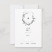 klassisches Vintages botanisches Monogramm-Wappen RSVP Karte (Vorderseite)