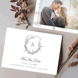 klassisches Vintages botanisches Monogramm-Wappen Save The Date