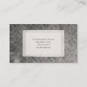 Klassisches Vintages Damast-Monogramm (graue Visitenkarte (Rückseite)
