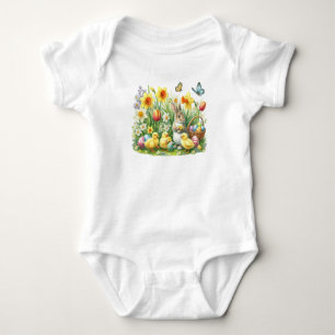 Klassisches/Vintages Federhasen/Huhn Baby Strampler