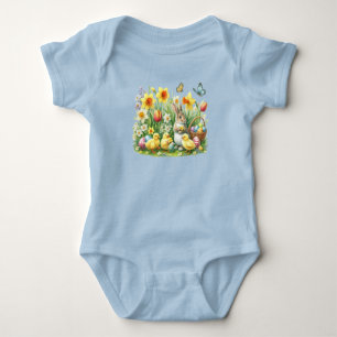 Klassisches/Vintages Federhasen/Huhn Baby Strampler