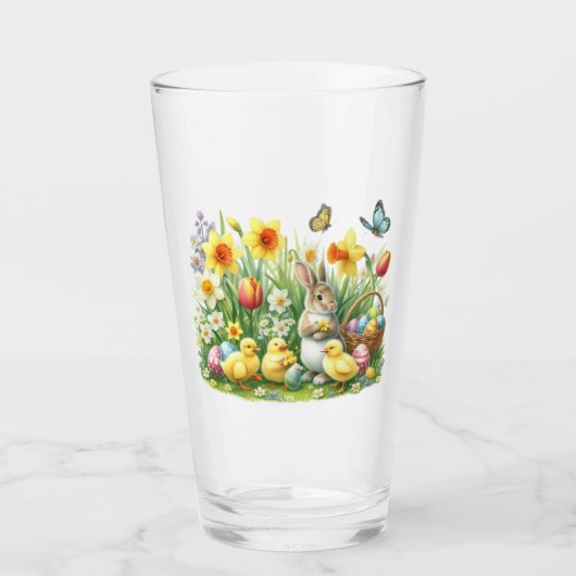 Klassisches/Vintages Federhasen/Huhn Glas (Vorderseite)