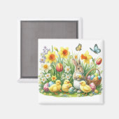 Klassisches/Vintages Federhasen/Huhn Magnet (Vorderseite/Rückseite)