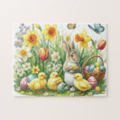 Klassisches/Vintages Federhasen/Huhn Puzzle (Horizontal)
