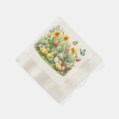 Klassisches/Vintages Federhasen/Huhn Serviette (Ecke)