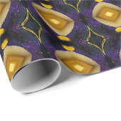 Klassisches Vintages Lila & Gold Fret Muster Geschenkpapier (Rolleneckpunkt)