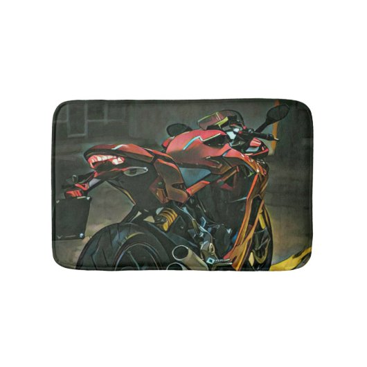 klassisches Vintages Motorrad-Geschenk Badematte (Vorderseite)