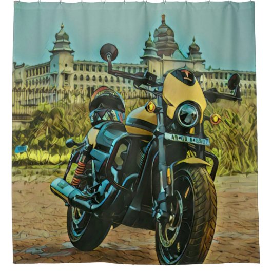 klassisches Vintages Motorrad-Geschenk Duschvorhang (Vorderseite)