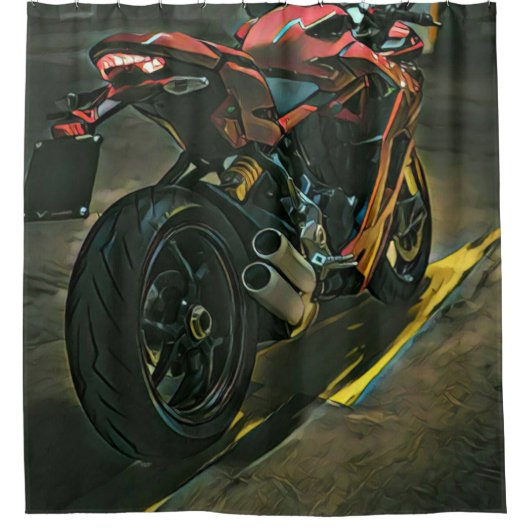klassisches Vintages Motorrad-Geschenk Duschvorhang (Vorderseite)