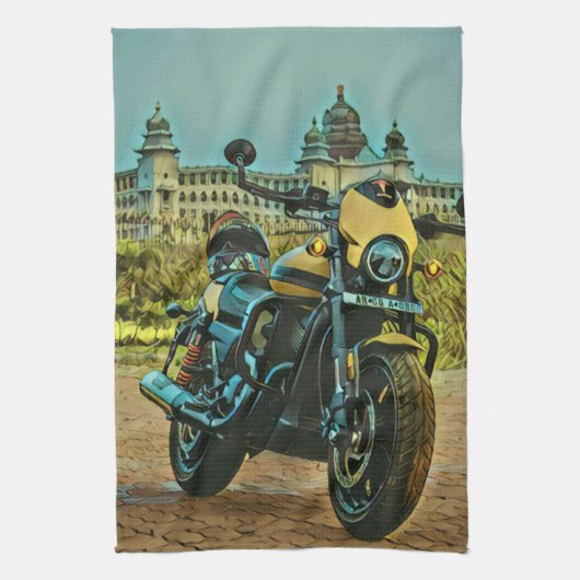 klassisches Vintages Motorrad-Geschenk Geschirrtuch (Vertikal)