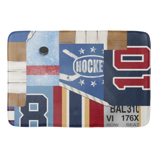 Klassisches Vintages Patchwork-altes Zeit-Hockey Badematte (Vorderseite)