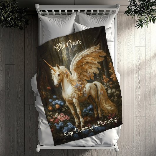 Klassisches Vintages Pegasus Flügelpferd Einhorn Fleecedecke