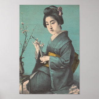 Klassisches Vintages Portrait von geisha japanese  Poster