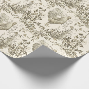 Klassisches Vintages Rooster Beige Blumenschmuck Geschenkpapier