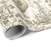 Klassisches Vintages Rooster Beige Blumenschmuck Geschenkpapier (Rolleneckpunkt)