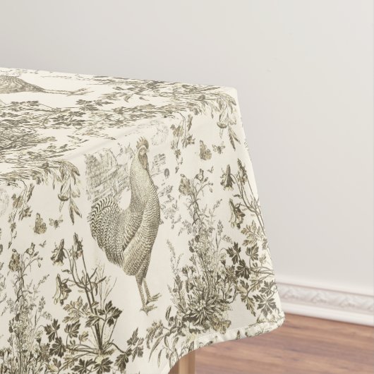 Klassisches Vintages Rooster Beige Blumenschmuck Tischdecke (Beispiel)