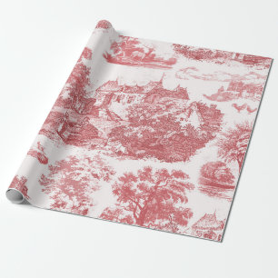Klassisches Vintages Rotes Französisches Schlossho Geschenkpapier