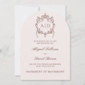 Klassisches Vintages Wappen Katholische Hochzeitse Einladung (Vorderseite)
