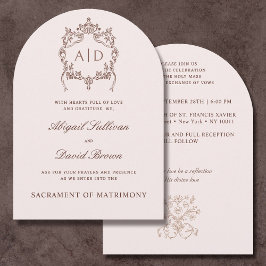 Klassisches Vintages Wappen Katholische Hochzeitse Einladung