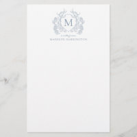 Klassisches Vintages Wappen mit blauem Flor Monogr