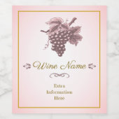 Klassisches Vintages Weinetikett mit rosa (Einzelnes Label)