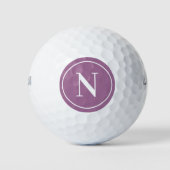 Klassisches violettes rundes Monogramm-Initial Golfball (Vorderseite)