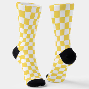 Klassisches visuelles gelbes Schachbrettmuster Socken