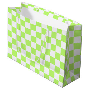 Klassisches visuelles Limette-Karo Große Geschenktüte