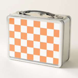 Klassisches visuelles oranges Schachbrett Metall Brotdose