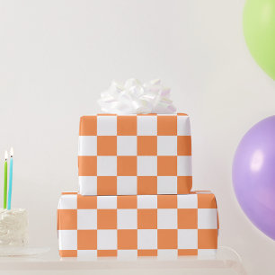 Klassisches visuelles oranges Schachbrettmuster  Geschenkpapier