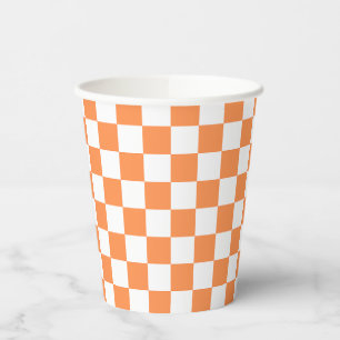 Klassisches visuelles oranges Schachbrettmuster  Pappbecher
