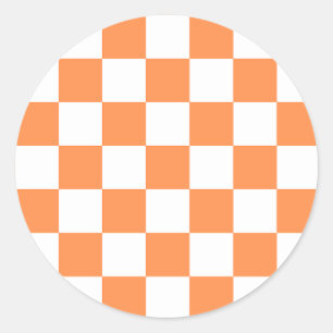 Klassisches visuelles oranges Schachbrettmuster  Runder Aufkleber