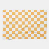 Klassisches visuelles Pfirsich-Schachbrett Geschirrtuch (Horizontal)